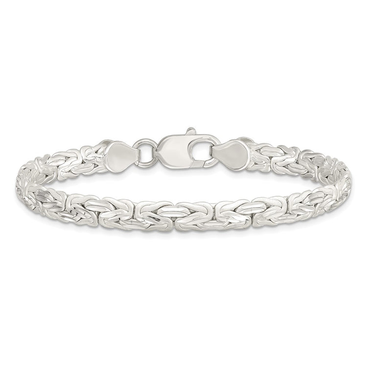 Sterling Silver Polished Back/Satin D/C Front Fancy Byzantine Bracelet
