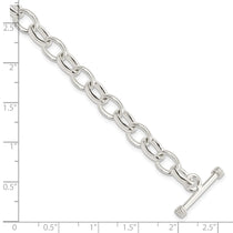 Sterling Silver 7.75inch Polished Fancy Link Toggle Bracelet