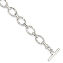 Sterling Silver 7.75inch Polished Fancy Link Toggle Bracelet