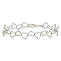 Sterling Silver 7.5inch Polished Fancy Heart Link Bracelet