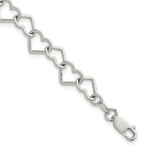 Sterling Silver 7.5inch Polished Fancy Heart Link Bracelet