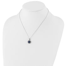 Sterling Silver Rhodium-plated 8-9mm Black Button Freshwater Cultured Pearl and CZ 17 inch Necklace and Post Earrings Se