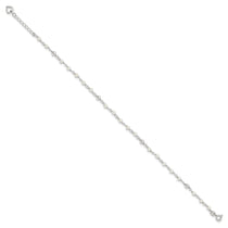 Sterling Silver Freshwater Cultured Pearl and Heart 9 inch Plus 1 inch Extender  - Total 10 inch Anklet