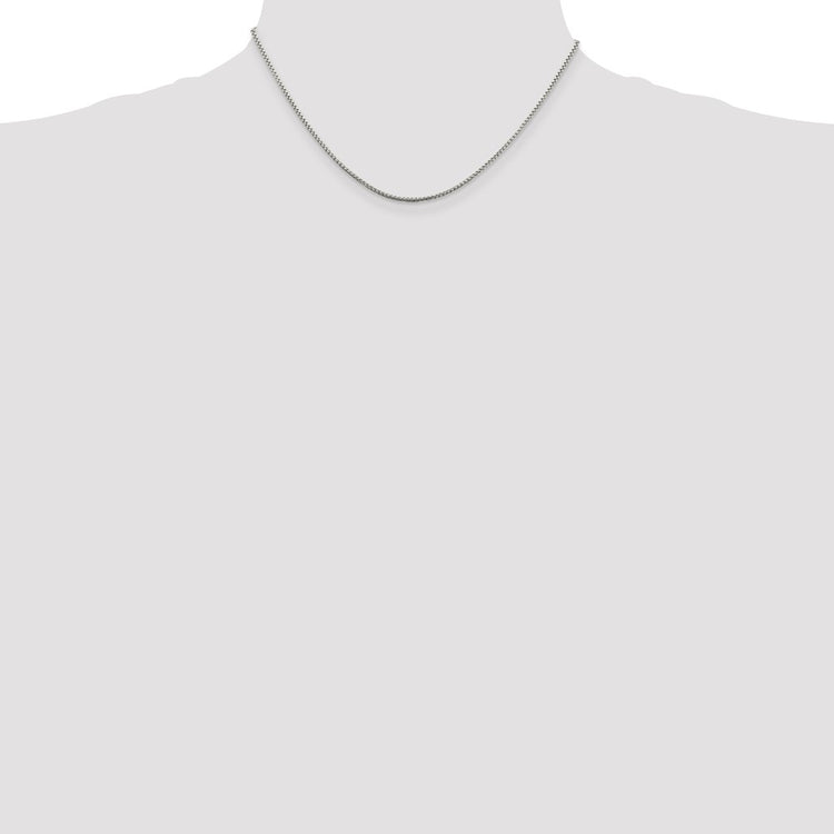 Sterling Silver 1.5MM Round Box Chain Necklace Womens 16-24 Inch