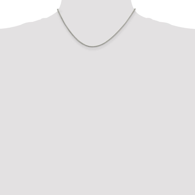 Sterling Silver 1.75MM Round Box Chain Necklace Womens 16-24 Inch