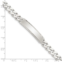 Sterling Silver Diamond-cut Engraveable Curb Link ID Bracelet