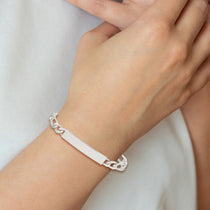 Sterling Silver 7inch Polished Engraveable Figaro Link ID Bracelet
