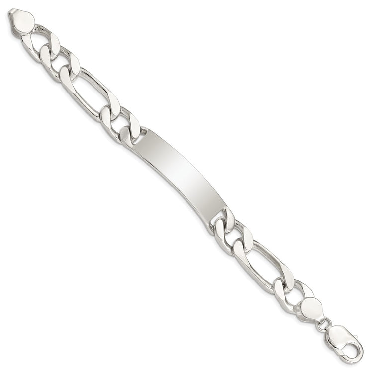Sterling Silver 8.5 inch Polished Engraveable Figaro Link ID Bracelet