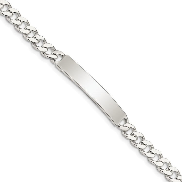 Sterling Silver 6MM Polished Engraveable Curb Link ID Bracelet Custom Personalized Engravable Womens 7-8 Inch