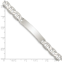 Sterling Silver 7inch Polished Engraveable Anchor Link ID Bracelet