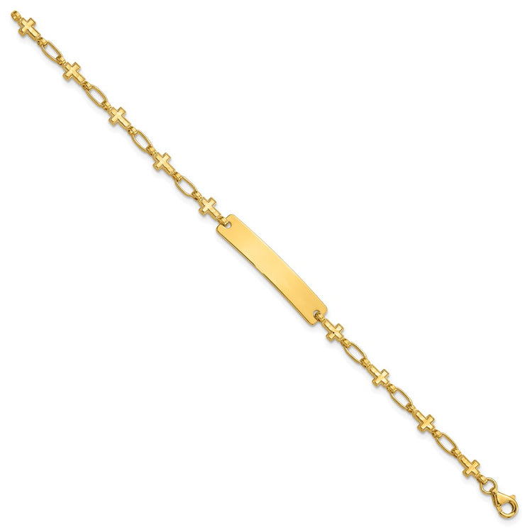 Sterling Silver Gold-Tone Cross Children's ID Bracelet - Engravable Sterling Silver Kids Bracelet - Size 6.25 Inch - Personalized First Comm - view 2