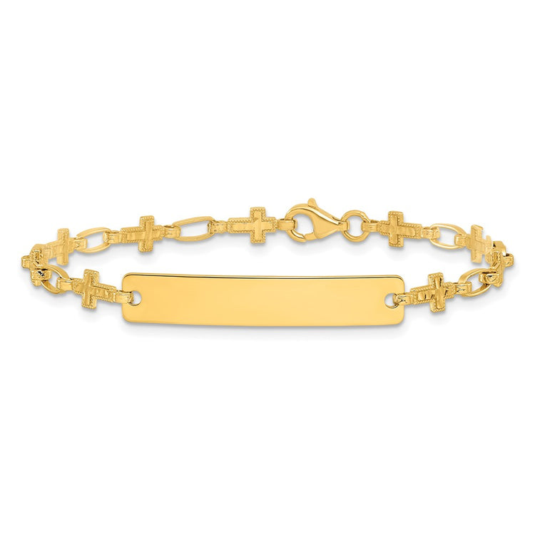Sterling Silver Gold-Tone Cross Children's ID Bracelet - Engravable Sterling Silver Kids Bracelet - Size 6.25 Inch - Personalized First Comm - view 3