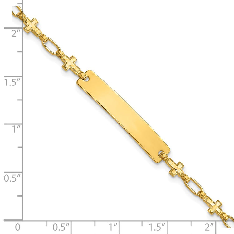 Sterling Silver Gold-Tone Cross Children's ID Bracelet - Engravable Sterling Silver Kids Bracelet - Size 6.25 Inch - Personalized First Comm - view 5