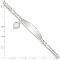 Sterling Silver ID with Heart Figaro Link Bracelet
