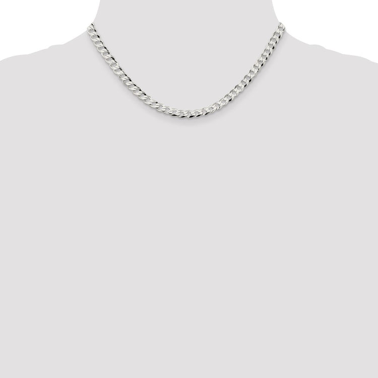 Sterling Silver 5.75MM Flat Curb Chain Necklace Womens 16-24 Inch