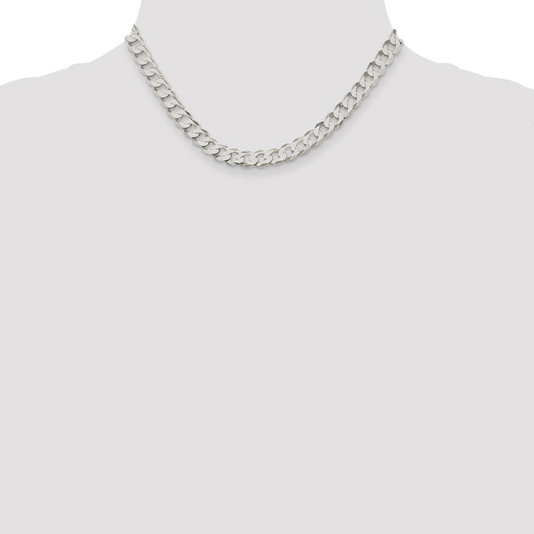 Sterling Silver 7.5MM Flat Curb Chain Necklace Womens 16-24 Inch