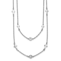 Sterling Silver Cross Cubic Zirconia Cross Tennis Necklace - Hypoallergenic Sterling Silver Cross Tennis Necklaces for Women - Size 16-17 Inch - Simul