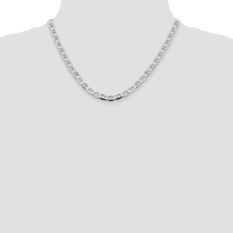 Sterling Silver 5.7MM Flat Anchor Chain Necklace Womens 18-24 Inch