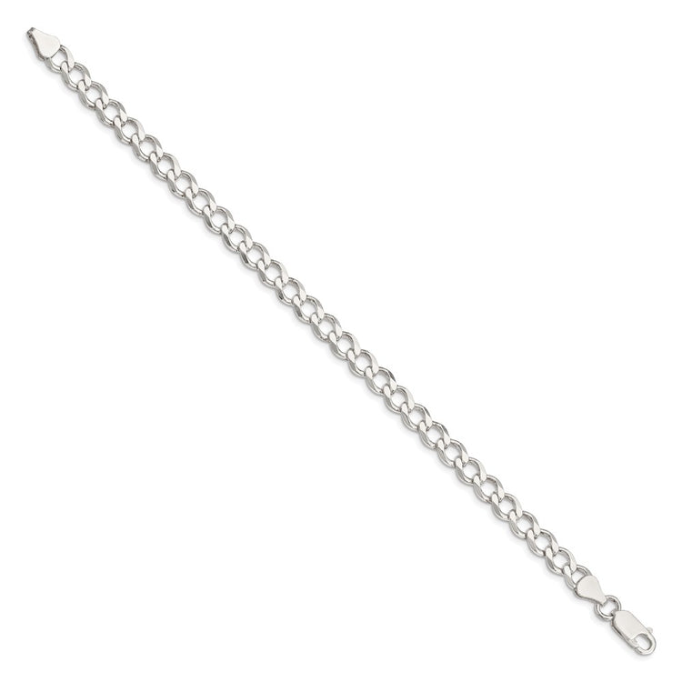 Sterling Silver 6.7mm Semi-solid Flat Curb Chain