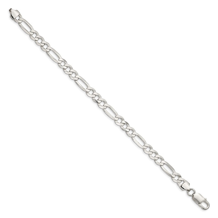 Sterling Silver 7.0mm Lightweight Flat Figaro Chain