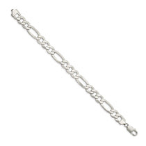Sterling Silver 9.7mm Lightweight Flat Figaro Chain