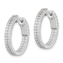 Sterling Shimmer Sterling Silver Rhodium-plated 100 Stone Pav 1.3mm CZ In and Out Round Hinged Hoop Earrings