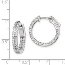 Sterling Shimmer Sterling Silver Rhodium-plated 100 Stone Pav 1.3mm CZ In and Out Round Hinged Hoop Earrings