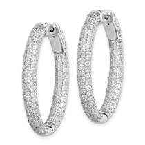 Sterling Shimmer Sterling Silver Rhodium-plated 208 Stone Pav 1.5mm CZ In and Out Oval Hinged Hoop Earrings