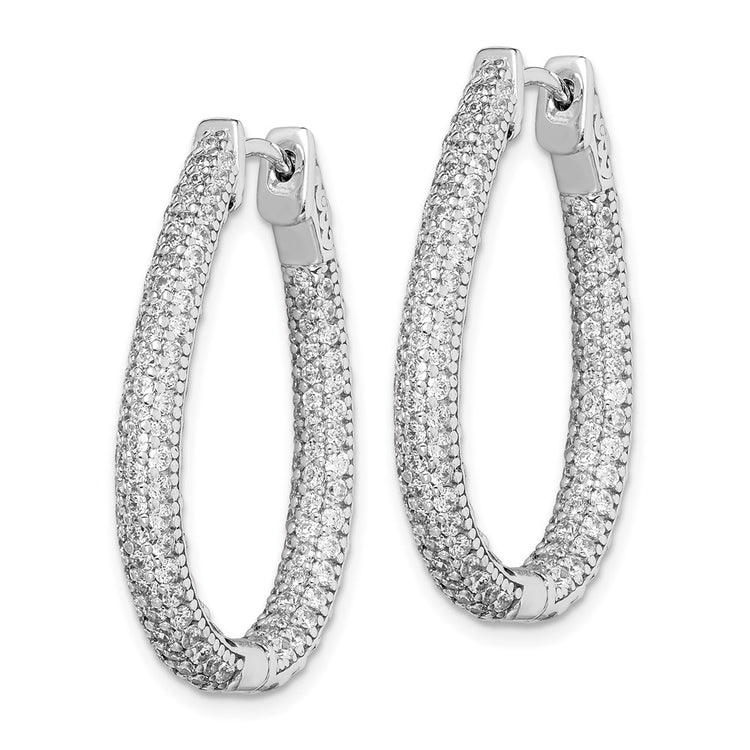 Sterling Shimmer Sterling Silver Rhodium-plated 242 Stone Pav 1.2mm-1.5mm CZ In and Out Teardrop Hinged Hoop Earrings