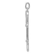 Sterling Silver Rhodium-plated CZ Heart Key Pendant