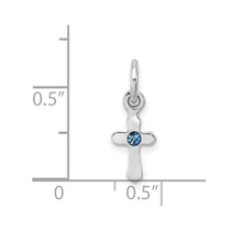 Sterling Silver RH-pltd Child's Dec Blue Preciosca Crystal Cross Pendant