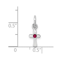Sterling Silver RH-pltd Child's July Red Preciosca Crystal Cross Pendant