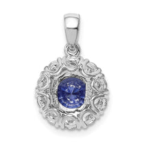 Sterling Silver Blue CZ Halo Pendant Necklace - view 3
