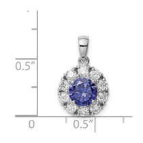 Sterling Silver Blue CZ Halo Pendant Necklace - view 4