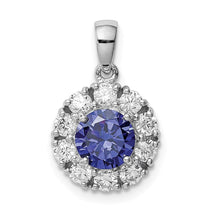 Sterling Silver Blue Cubic Zirconia Halo Pendant Necklace - Hypoallergenic Sterling Silver Pendant Necklaces for Women - Statement Simulated Diamond S