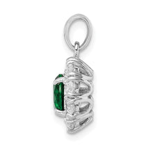 Sterling Silver Green CZ Halo Pendant Necklace - view 2