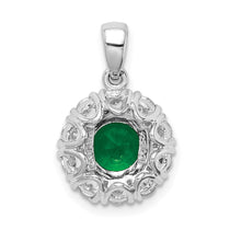 Sterling Silver Green CZ Halo Pendant Necklace - view 3