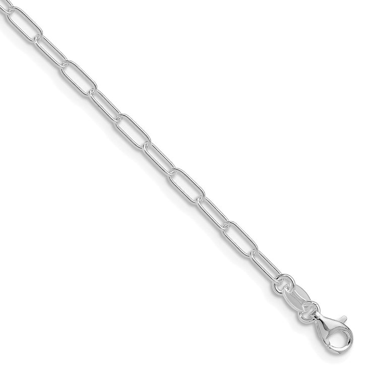 Sterling Silver Rhodium-Plated 2.9mm Paperclip Chain Necklace - Hypoallergenic Sterling Silver Necklaces for Women - Size 16 Inch - Dainty Italian Cra