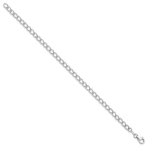 Amore La Vita Sterling Silver Rhodium-plated Polished 4.5mm 8 inch Half Round Wire Curb Chain with Fancy Lobster Clasp C
