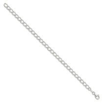 Amore La Vita Sterling Silver Rhodium-plated Polished 5.3mm 7 inch Half Round Wire Curb Chain with Fancy Lobster Clasp C