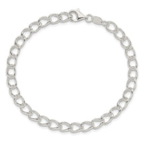 Amore La Vita Sterling Silver Rhodium-plated Polished 5.3mm 7 inch Half Round Wire Curb Chain with Fancy Lobster Clasp C