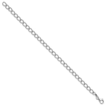 Amore La Vita Sterling Silver Rhodium-plated Polished 5.3mm 8 inch Half Round Wire Curb Chain with Fancy Lobster Clasp C