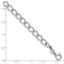 Amore La Vita Sterling Silver Rhodium-plated Polished 5.3mm 8 inch Half Round Wire Curb Chain with Fancy Lobster Clasp C