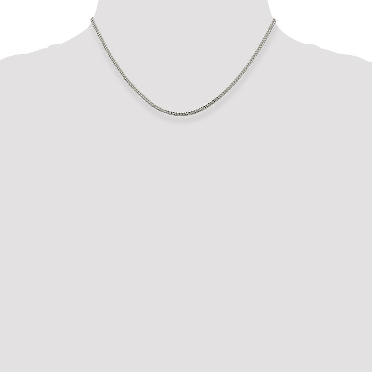 Sterling Silver 1.8MM D/C Square Franco Chain Necklace Womens 16-24 Inch
