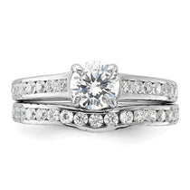 Sterling Silver Rhodium-plated 2-Piece CZ Size 8 Wedding Set Ring