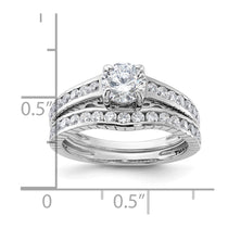 Sterling Silver Rhodium-plated 2-Piece CZ Size 8 Wedding Set Ring