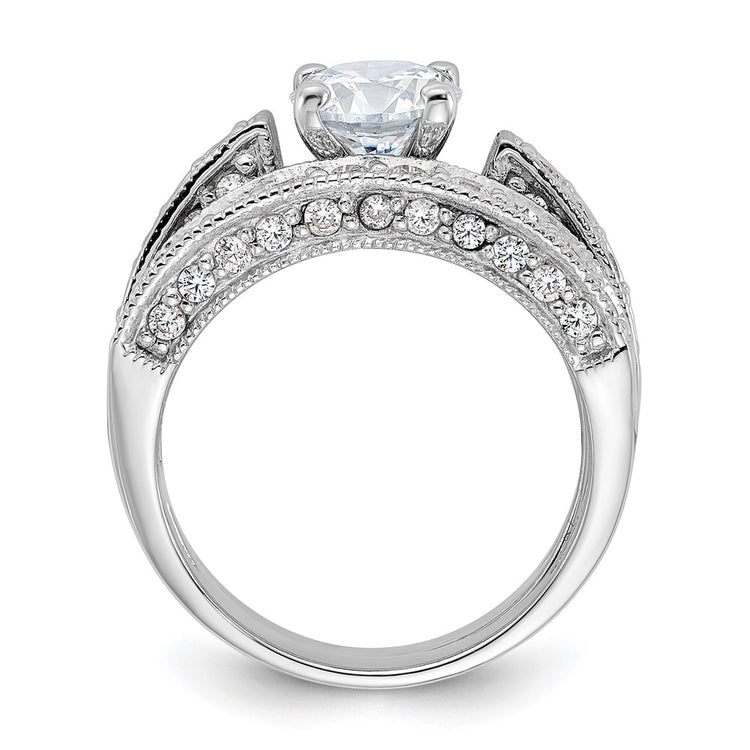 Sterling Silver Rhodium-plated 2-Piece CZ Wedding Set Ring