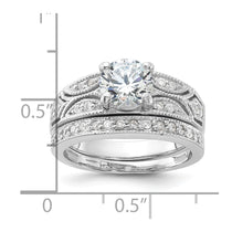 Sterling Silver Rhodium-plated 2-Piece CZ Wedding Set Ring