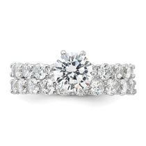 Sterling Silver Rhodium-plated CZ 2 Piece Wedding Set Ring