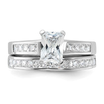Sterling Silver Rhodium-plated 2-Piece CZ Size 8 Wedding Set Ring
